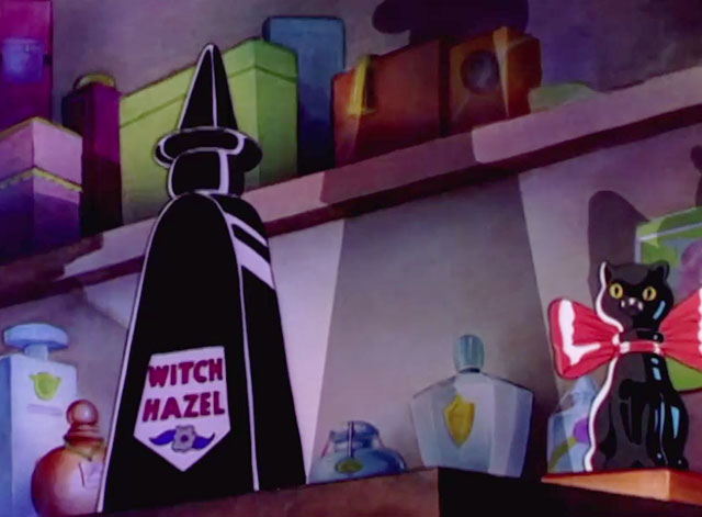 Bottles - bottle of Witch Hazel on shelf with black cat shaped bottle