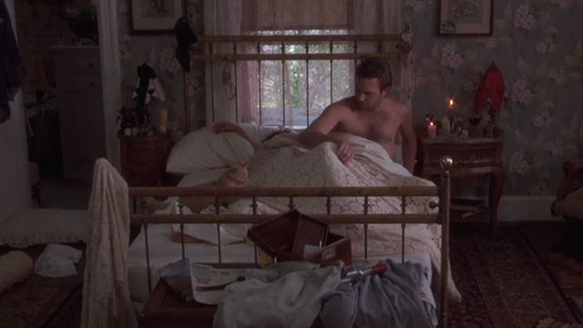 Bull Durham - long-haired ginger cat on bed with Annie Susan Sarandon and Crash Kevin Costner