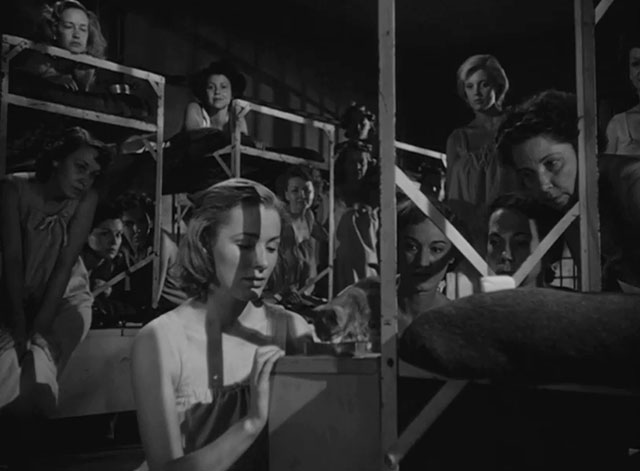 Caged - Marie Allen Eleanor Parker and fellow female inmates watching tiny tabby kitten Fluff drinking milk from tin