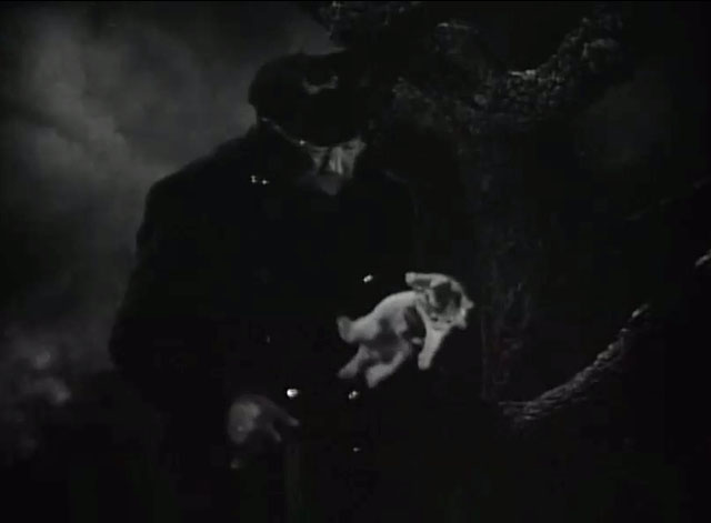 The Captain is a Lady - Captain Abe Peabody Charles Coburn holding calico kitten on dark night