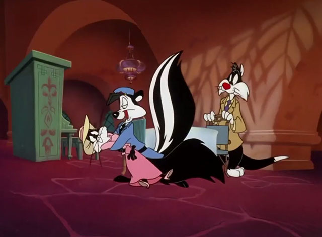 Carrotblanca - Slazlo Sylvester cat and Kitty Ketty Penelope being grabbed by Pepe Le Pew Captain Louis