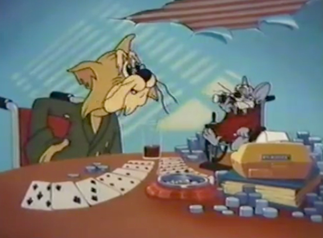 Cat and Mouse at the Home - aging Cat and Mouse cartoon stars playing gin