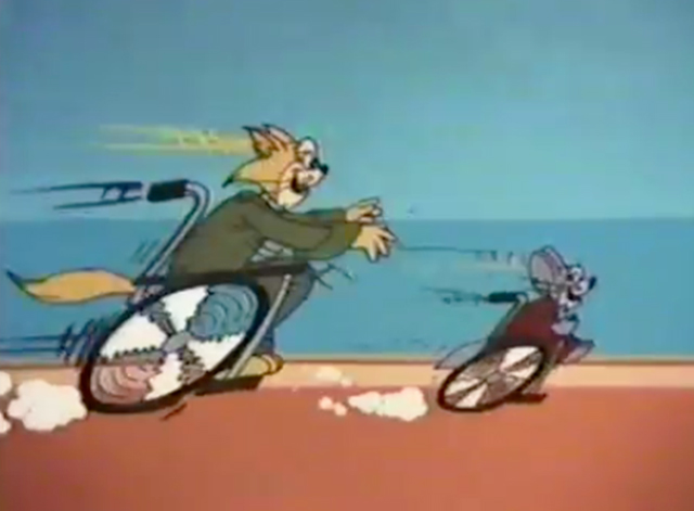 Cat and Mouse at the Home - aging Cat and Mouse cartoons chasing in wheelchairs