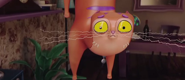 Catastrophe - orange cartoon cat Rodney looking scared