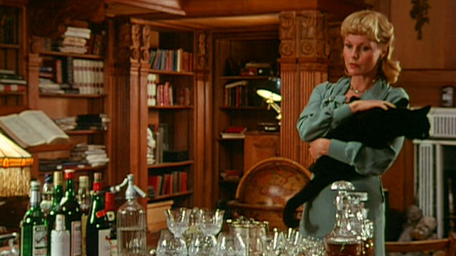 The Cat and the Canary - black cat being held by Annabelle Carol Lynley