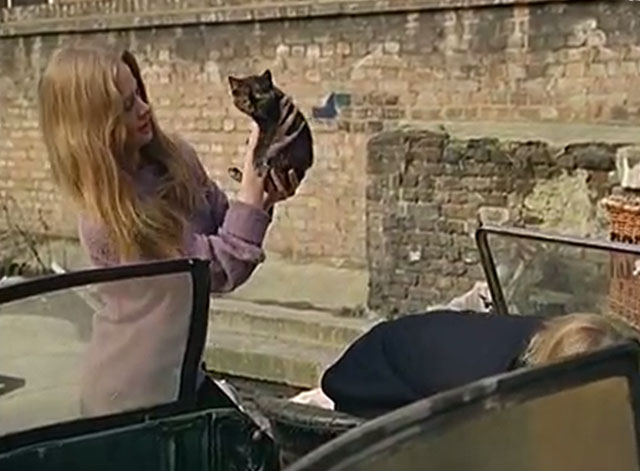 Catching Cats - models Celia Hammond and Sue Gunn rescuing feral cats from car