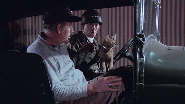 The Cat From Outer Space - alien cat Jake Abyssinian Rumple in jeep with Frank Ken Berry and Link McLean Stevenson
