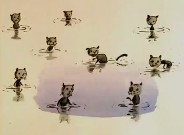 Cats in the Rain - cats sitting in water