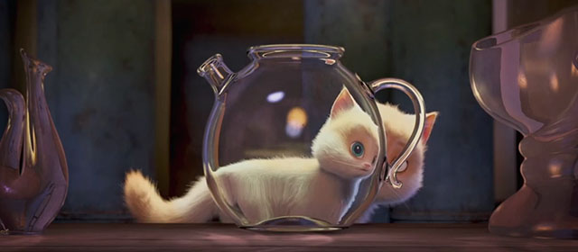 Cats and Peachtopia - kitten Cape looking through glass jug