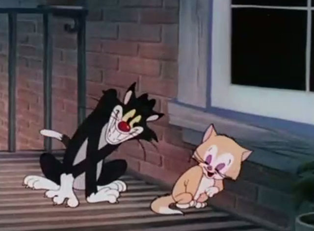 The Cat That Hated People - cartoon black cat making eyes at pretty ginger cat