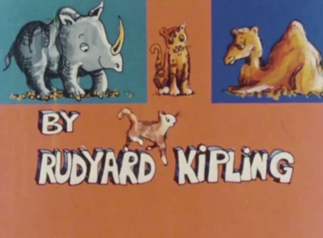 The Cat That Walked by Himself - cartoon ginger tabby cat walking across Rudyard Kipling name in credits