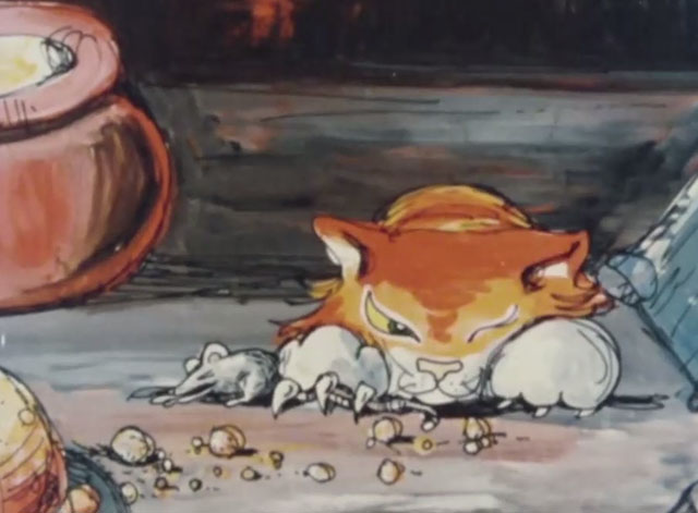 The Cat That Walked by Himself - cartoon ginger tabby cat catching mouse