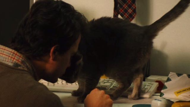 The Celestine Prophecy - John Matthew Settle head butting gray tabby cat Meredith