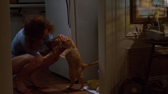 The Cell - Catherine Deane Jennifer Lopez holding up orange tabby cat to pet