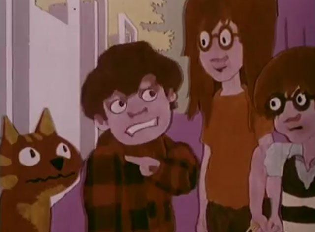 Charley Says - Mummy Should Know - cartoon ginger tabby cat Charley with boy Tony and friends