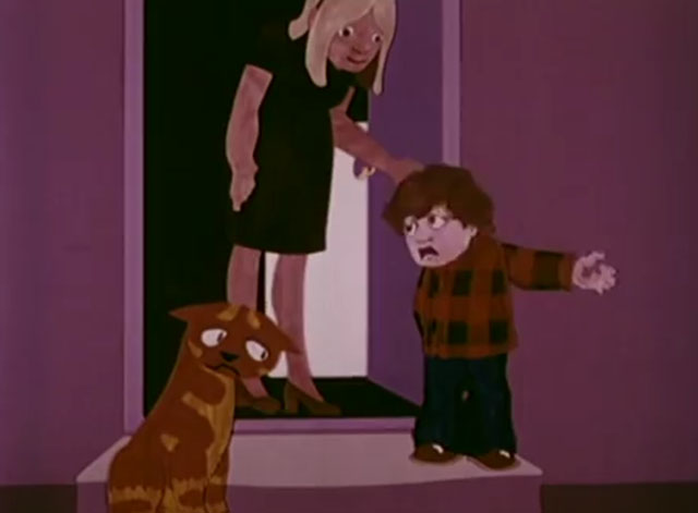 Charley Says - Mummy Should Know - cartoon ginger tabby cat Charley with boy Tony and mom
