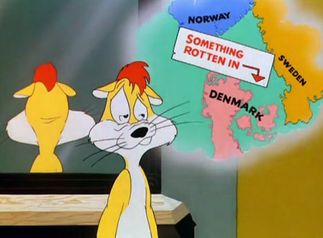 Cheese Chasers - cat Claude thinking there is something rotten in Denmark