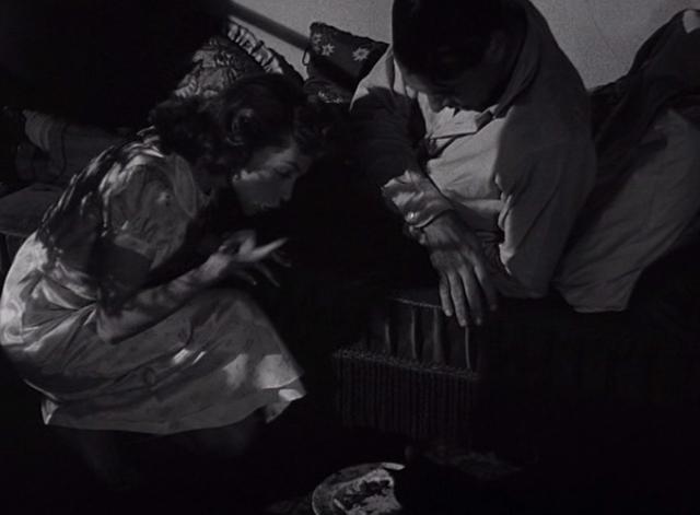 Cloak and Dagger - Gina Lilli Palmer and Jesper Gary Cooper looking at black cat eating on floor