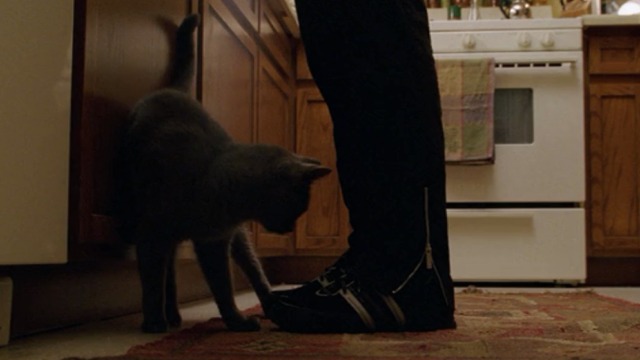 Constantine - Angela Rachel Weisz with Russian Blue cat Duck at feet