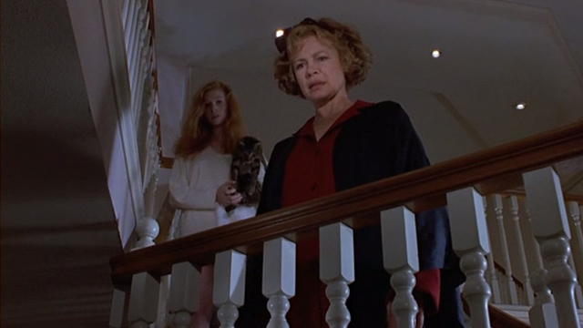 Cops and Robbersons - Helen Dianne Wiest and Cindy Faye Masterson carrying tabby cat Caruso on stairs
