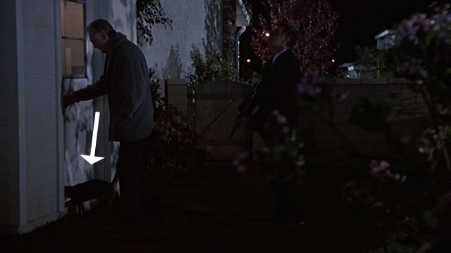 Cops and Robbersons - tabby cat Caruso at door with Jake Jack Palance