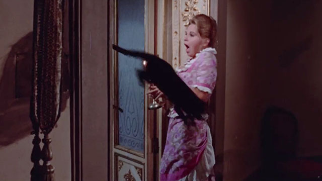 Count Dracula's Great Love - Marlene Ingrid Garbo startled by black cat jumping out from door