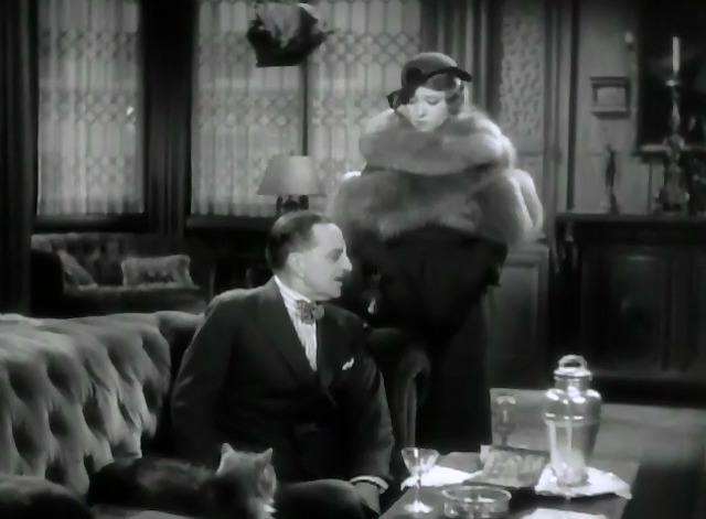 The Crash - Ruth Chatterton with Henry Kolker and long haired gray cat on couch