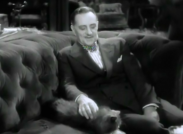 The Crash - Henry Kolker petting long haired gray cat on couch