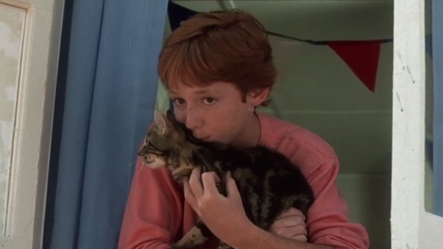 Critters - Brad Scott Grimes kissing Bengal tabby cat Chewie in window
