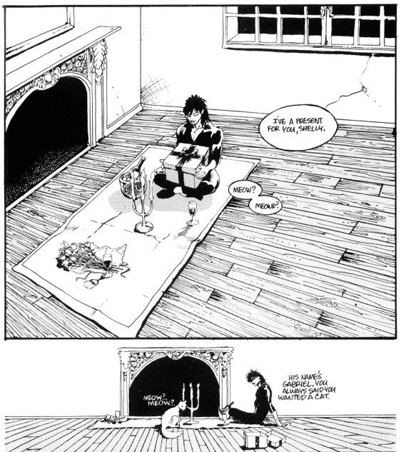 The Crow - original comic panels of Eric bringing Gabriel home for Shelley