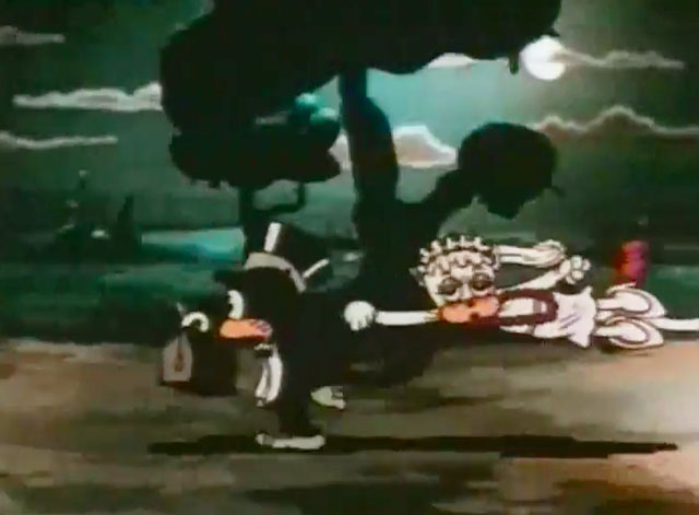 Dancing on the Moon - cartoon groom cat running and pulling bride cat behind him