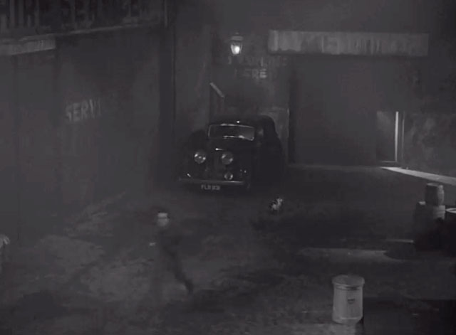 Dancing with Crime - calico cat outside garage as Ted Peters Richard Attenborough escapes