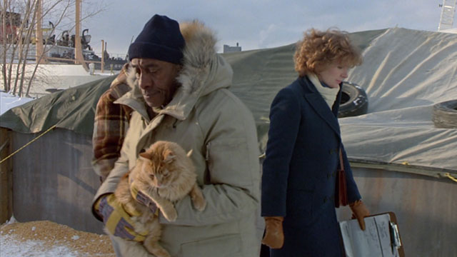 Deadly Eyes - Kelly Sara Botsford and Lester George Merner walking with George Scatman Crothers holding longhair ginger tabby cat