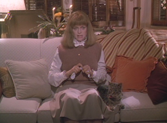 Death Becomes Her - tabby cat sitting next to Helen