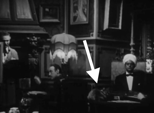 Death Walks in the Rain - La muerte camina en la lluvia - longhair tabby cat sitting on small table in parlor