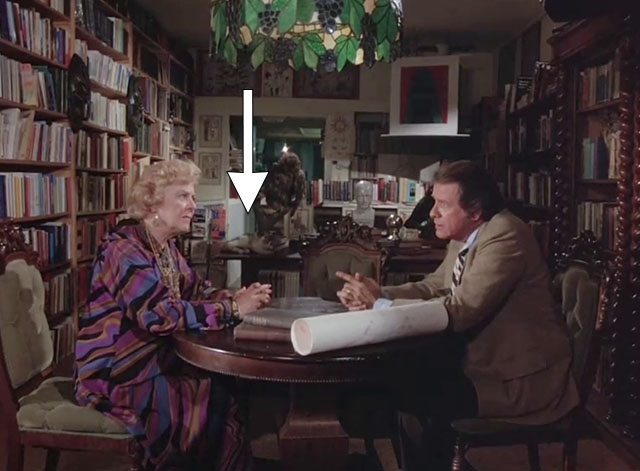 Devil Dog the Hound from Hell - shopkeeper Gertrude Flynn and Mike Richard Crenna sitting in shop with longhair gray and white cat on desk in background