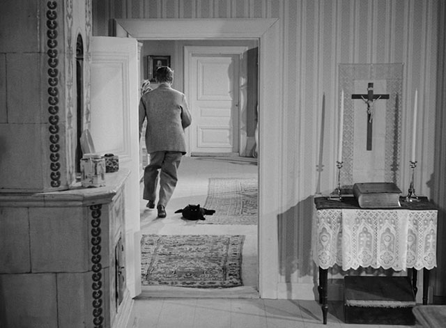 The Devil's Eye - Djävulens öga - black cat lying in hallway as Pablo runs by