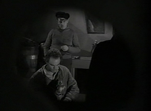 Dick Tracy's Dilemma - The Claw pets cat while Sam talks