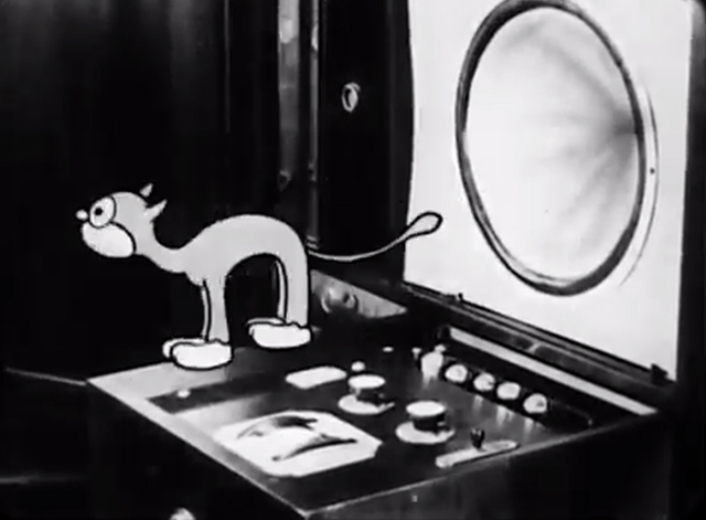 Dinky Doodle's Bedtime Story - cartoon cat after jumping out of radio