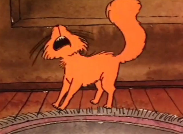 Down and Dirty Duck - cartoon ginger cat Daisy meowing at door