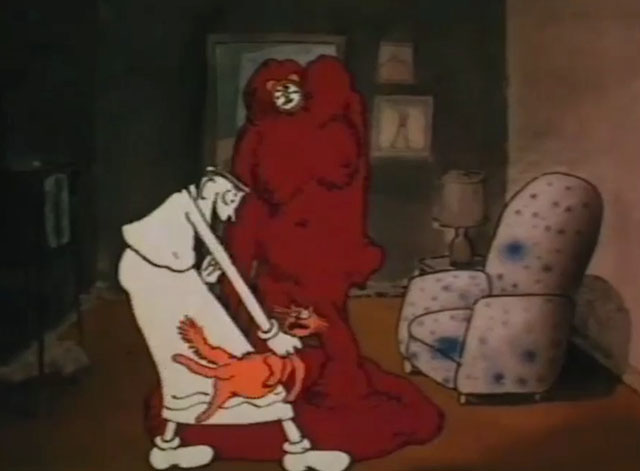 Down and Dirty Duck - cartoon ginger cat Daisy being grabbed by crazed Willard