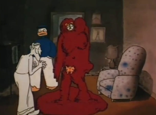 Down and Dirty Duck - cartoon ginger cat Daisy in impromptu woman with Willard and Duck