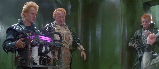 Dune - Baron Vladimir Harkonnen Kenneth McMillan and Feyd Rautha Sting with hairless white cat in contraption