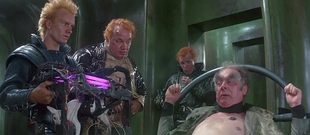 Dune - Baron Vladimir Harkonnen Kenneth McMillan and Feyd Rautha Sting with hairless white cat in contraption and Thufir Hawat Freddie Jones