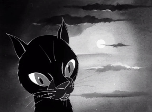 Dustbin Parade - cartoon black cat and full moon