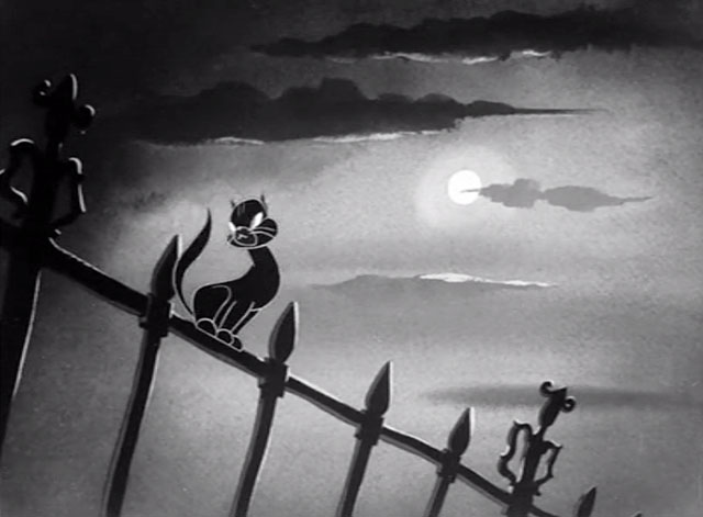 Dustbin Parade - cartoon black cat and full moon