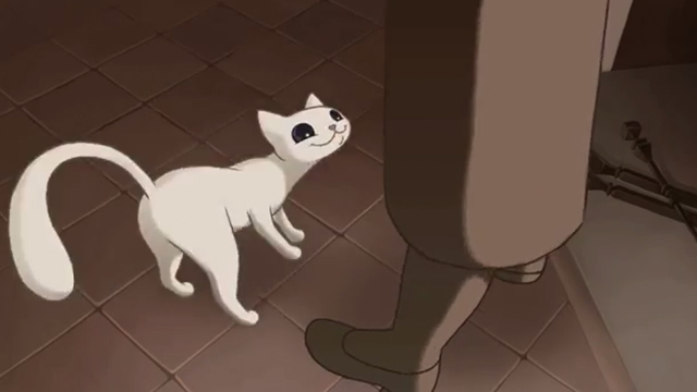 Eleanor - white cat at Eleanor's feet