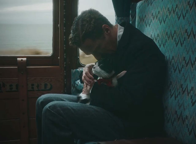 The Electrical Life of Louis Wain - Louis Benedict Cumberbatch with tuxedo cat Peter on train
