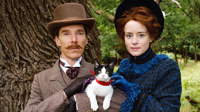 The Electrical Life of Louis Wain - Louis Benedict Cumberbatch and Emily Claire Foy with tuxedo cat Peter