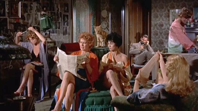 Elmer Gantry - ginger tabby cat sitting with prostitutes in whorehouse